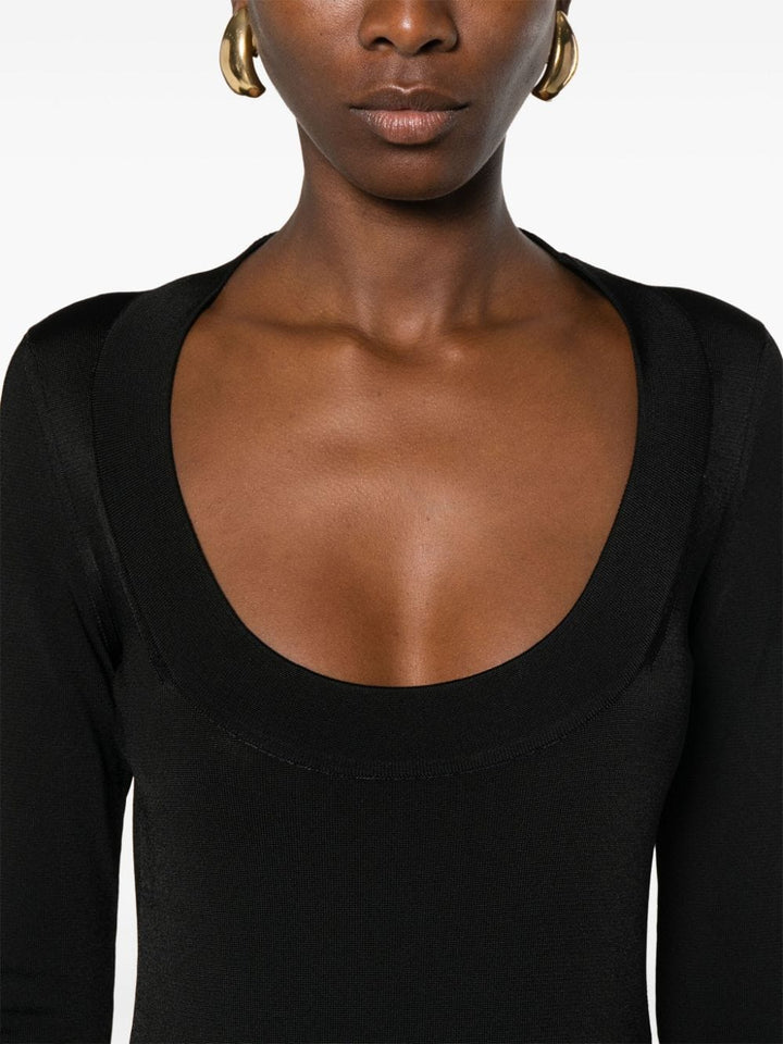 Dresses Saint Laurent Black Ribbed Knit Long Sleeve Dress Brand