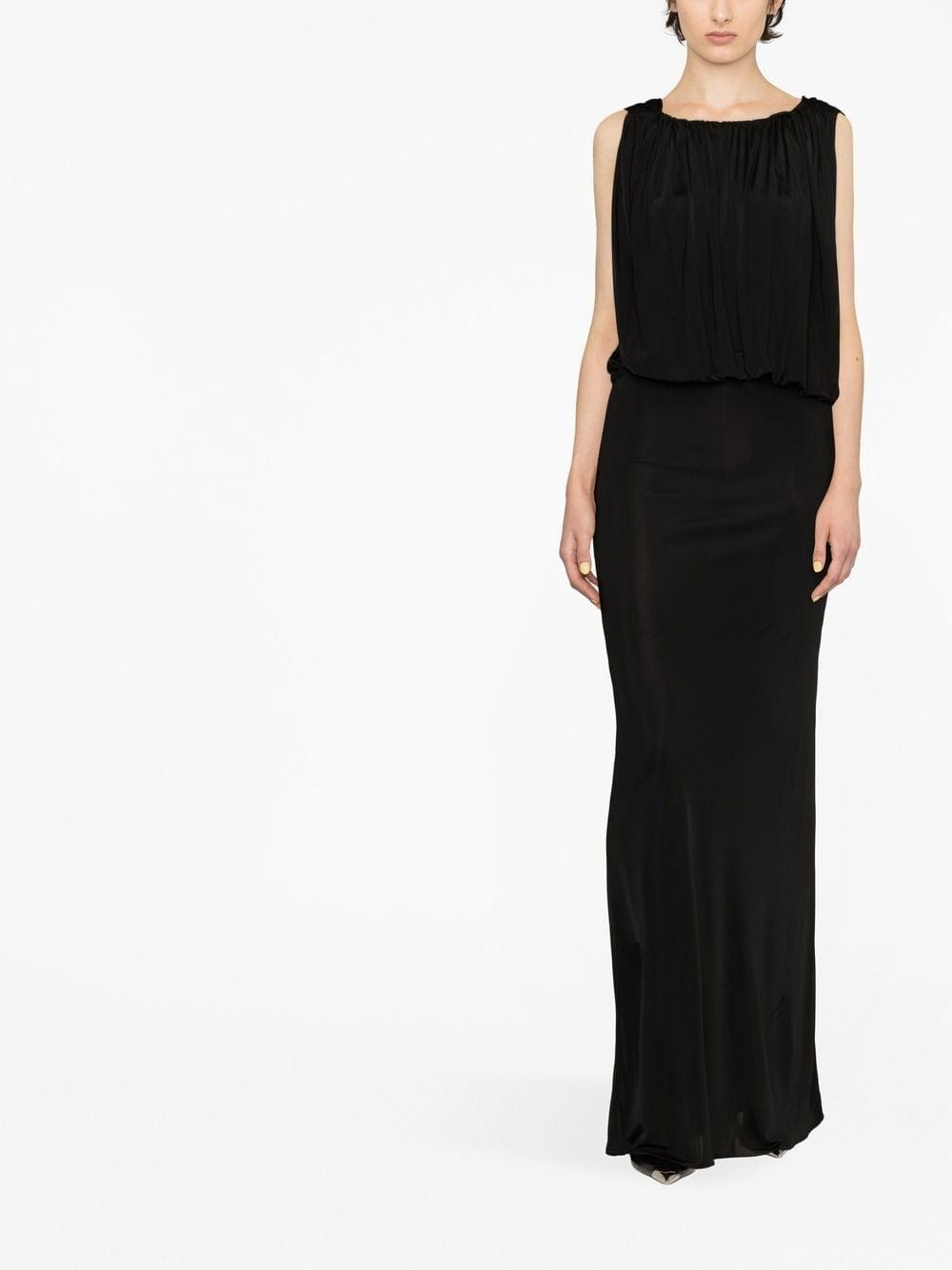 Saint Laurent Dresses Saint Laurent Black Sleeveless Draped Dress  Saint Laurent Black Sleeveless Draped Floor-Length Dress at Italian Luxury Brand