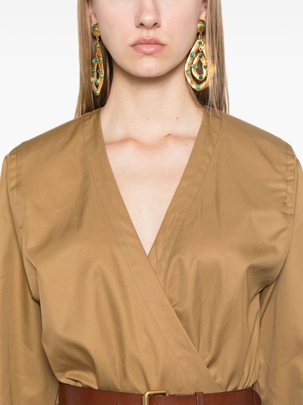 Saint Laurent Dresses Saint Laurent Camel Brown Cotton Twill Dress Saint Laurent Camel Brown Cotton Twill Dress at Italian Luxury Group Brand