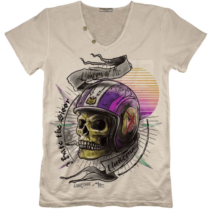 Vintabros T-shirt S / Sand Vintabros Bikers of the Universe Men V-neck T-shirt Brand