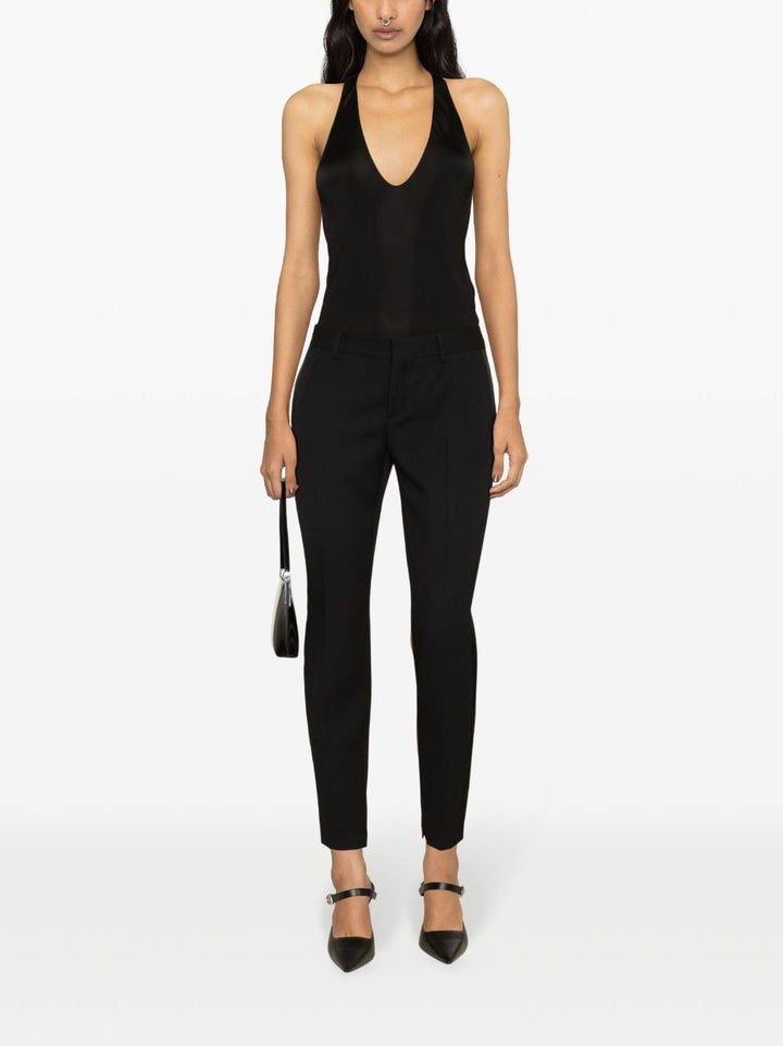 Saint Laurent Topwear Saint Laurent Black Jersey Top Saint Laurent Black Deep Neckline Jersey Top at Italian Luxury group Brand