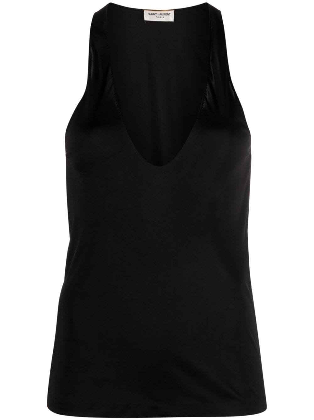 Saint Laurent Topwear Saint Laurent Black Jersey Top Saint Laurent Black Deep Neckline Jersey Top at Italian Luxury group Brand
