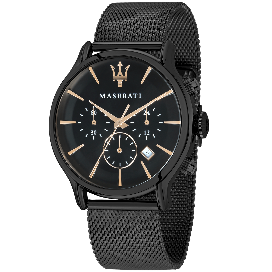 Maserati Watch Maserati Epoca Watch For Men's 42mm Black Steel Mesh Maserati Epoca Watch For Men's 42mm Black Steel Mesh I Free Shipping   Brand