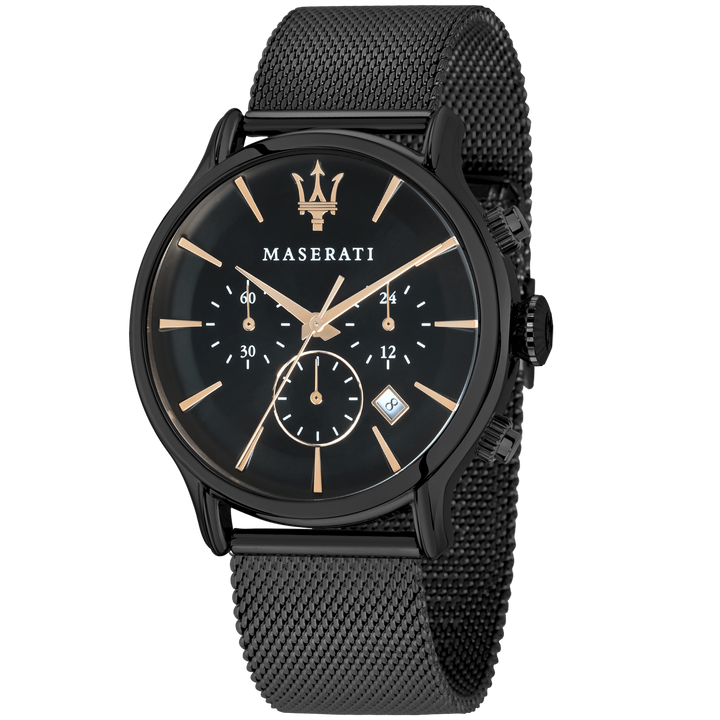 Maserati Watch Maserati Epoca Watch For Men's 42mm Black Steel Mesh Maserati Epoca Watch For Men's 42mm Black Steel Mesh I Free Shipping   Brand