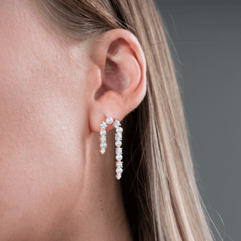 Georgini Earring Georgini Noel Nights Candy Cane Pearl Earrings Rose Gold Brand