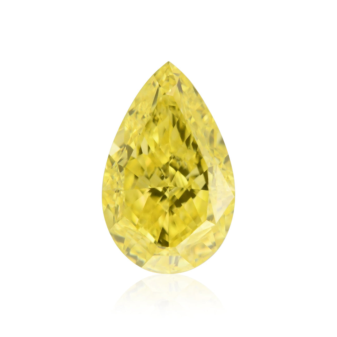 0.51 Carat Fancy Vivid Yellow Pear Diamond VS2 GIA