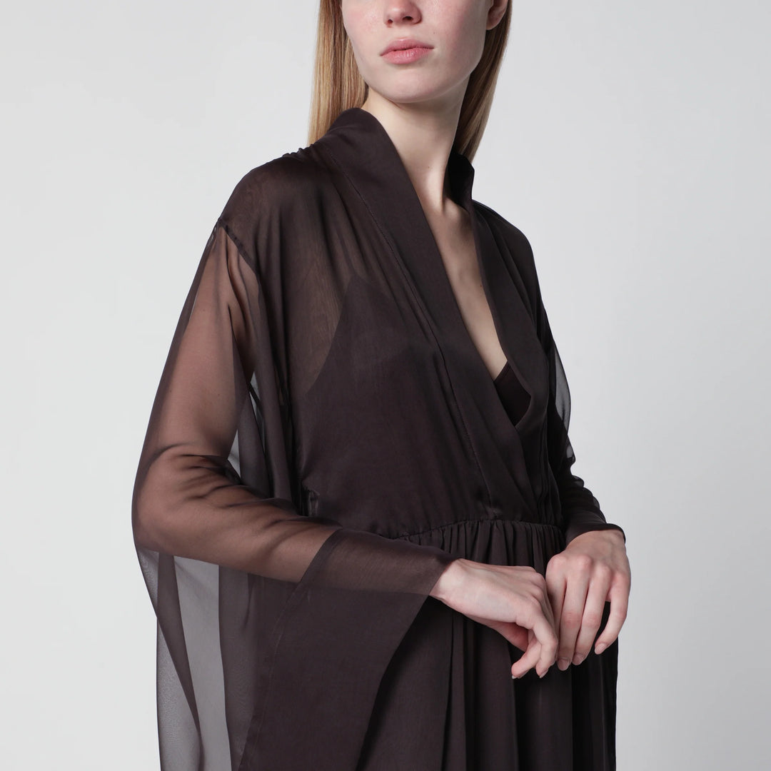 Alberta Ferretti - Long brown silk dress