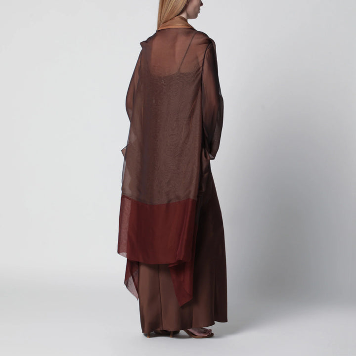 Alberta Ferretti - Brown cape in silk organza
