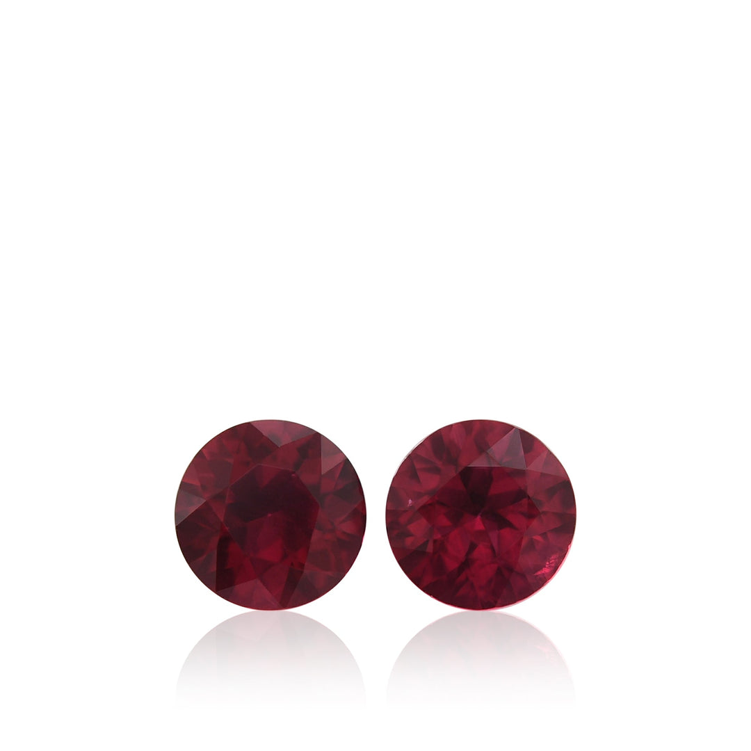 1.30 Carat Red MOZAMBIQUE Round Rubies Pair