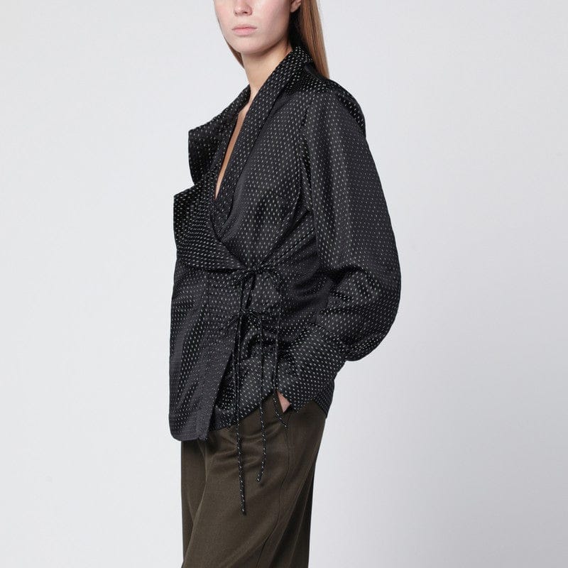 Shirts & Tops Dries Van Noten - Black wrap shirt with jacquard texture - M Brand