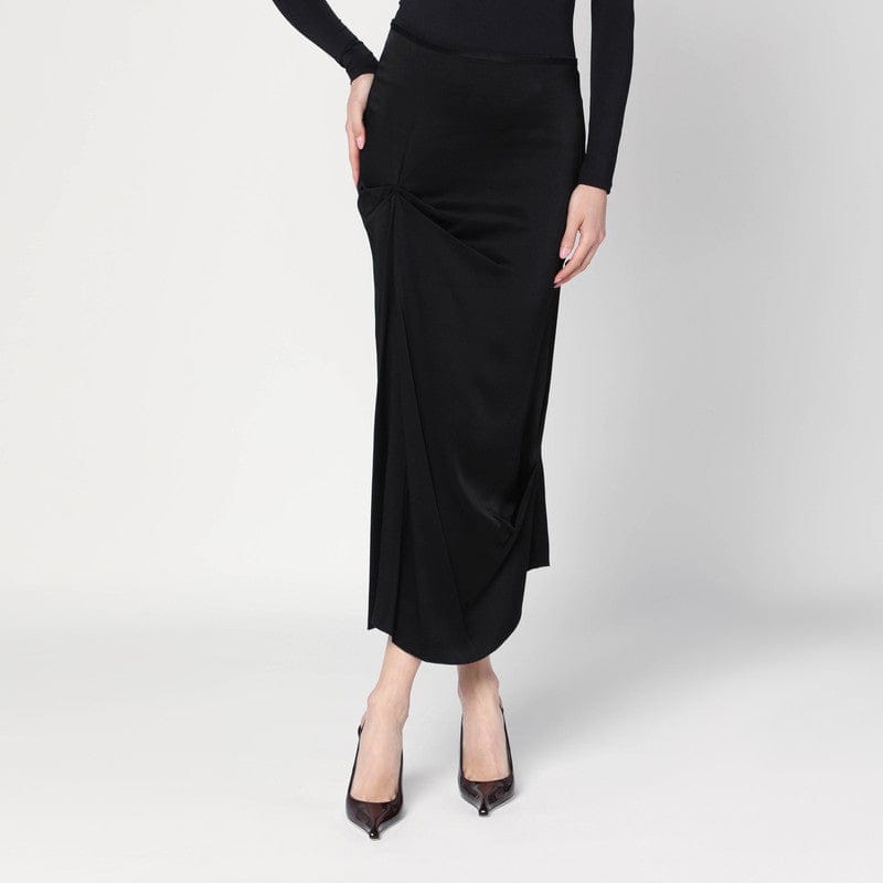 Skirts Victoria Beckham - Black midi skirt with draping - 8 UK Brand