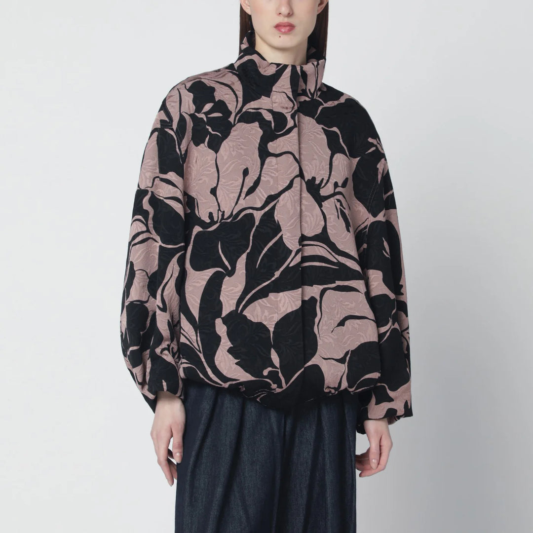 Dries Van Noten - Black jacket with floral jacquard texture