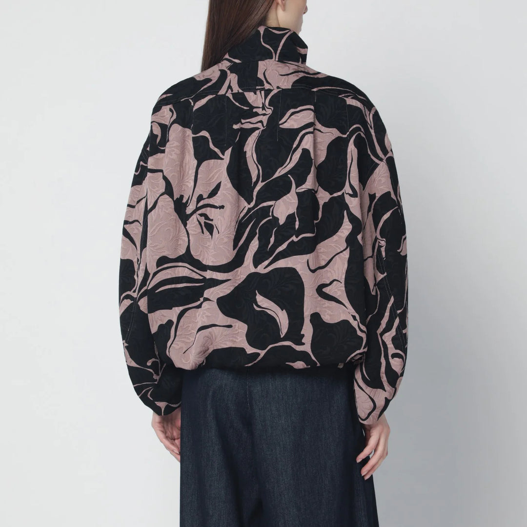 Dries Van Noten - Black jacket with floral jacquard texture