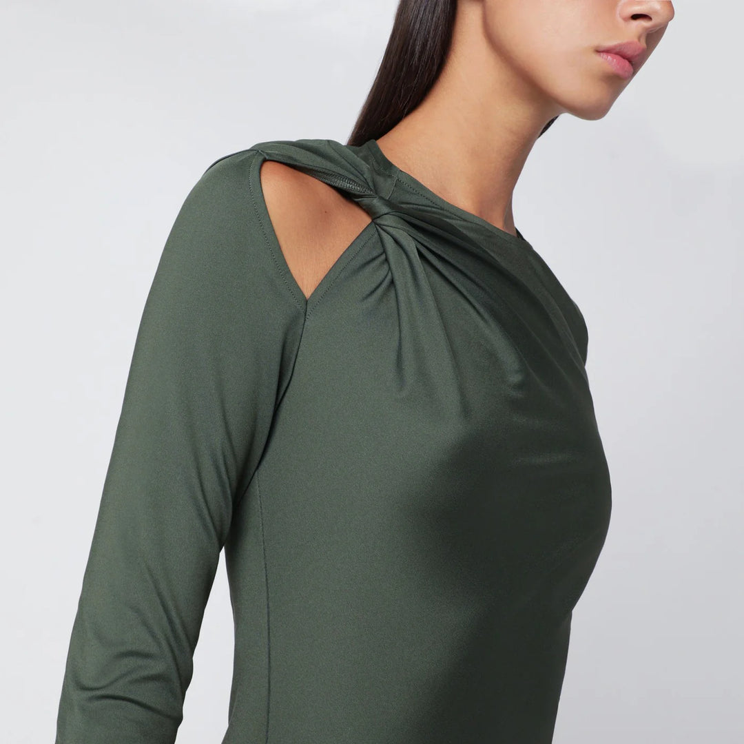Victoria Beckham - Midi dress in oregano green with interlace