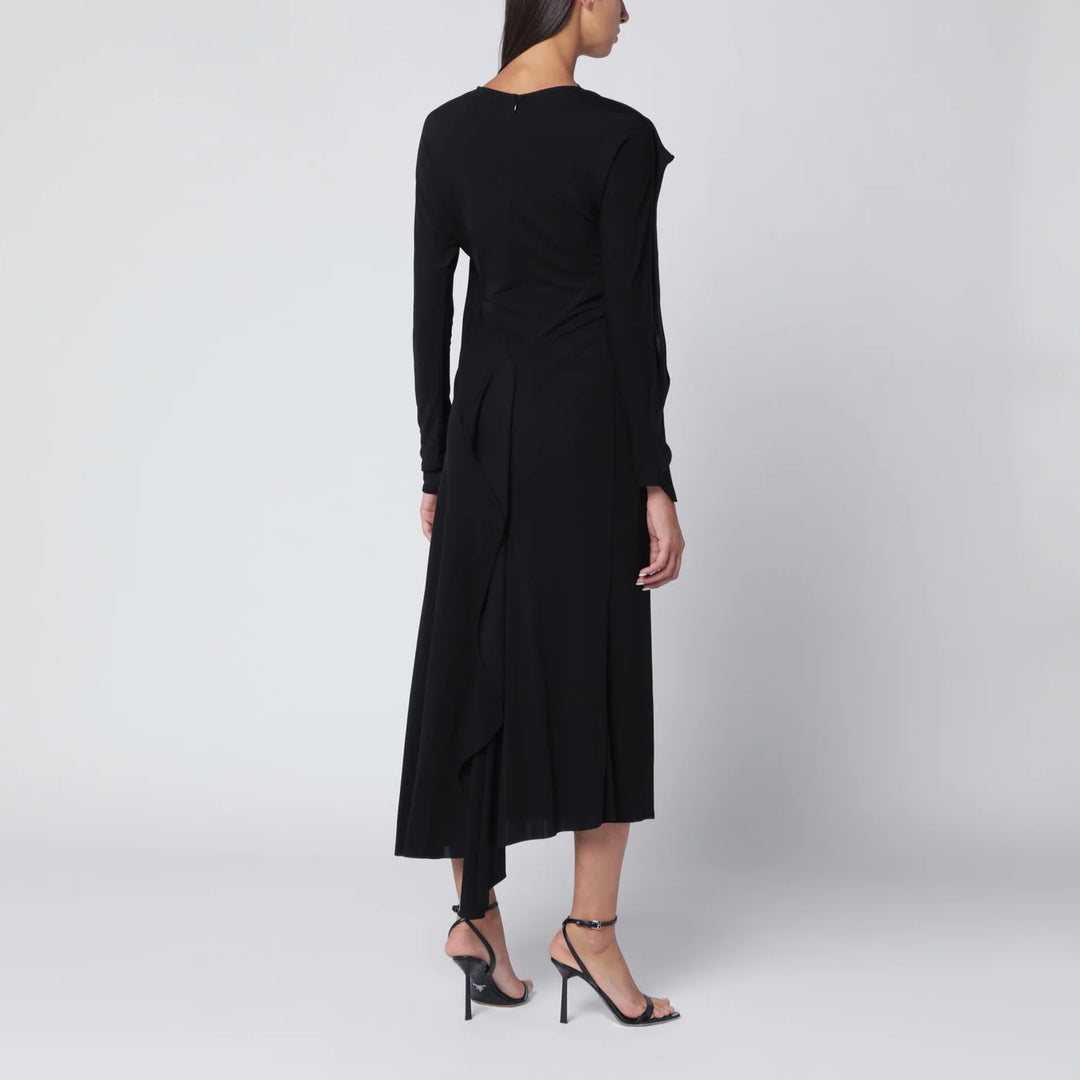 Victoria Beckham - Black midi dress in draped jersey