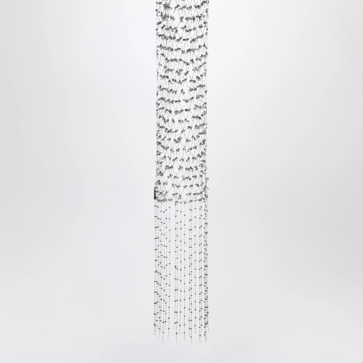 Dries Van Noten - Silver beaded scarf with fringes