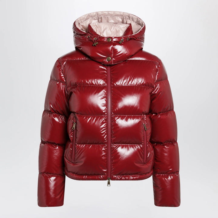 Moncler - Niveole cropped down jacket in glossy nylon red