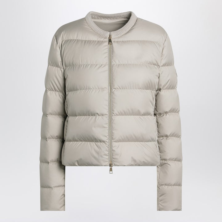Moncler Light beige short zip-up puffer jacket
