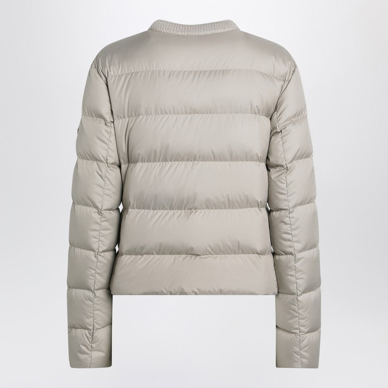 Moncler Light beige short zip-up puffer jacket