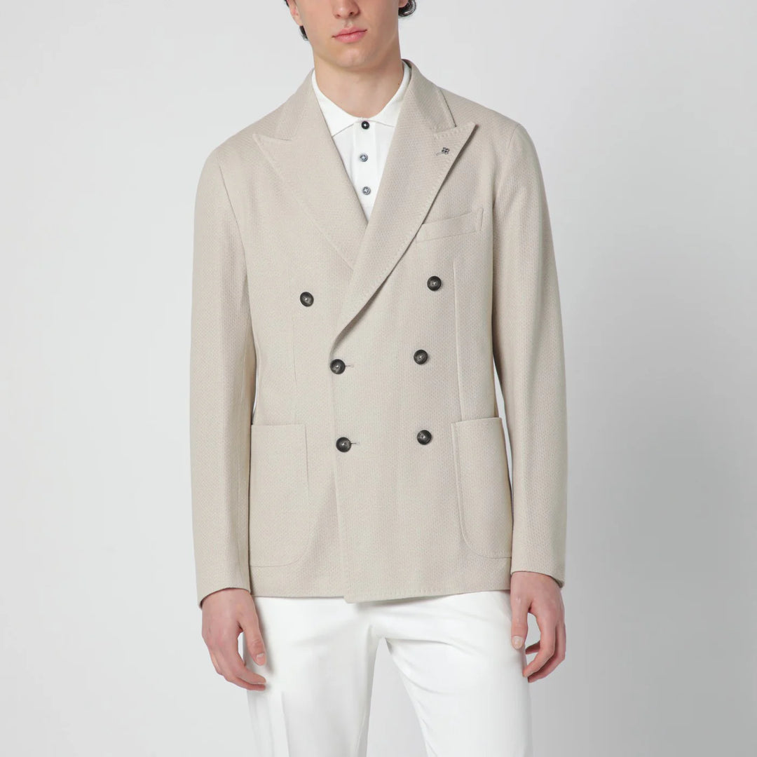 Tagliatore - Beige double-breasted cotton jacket