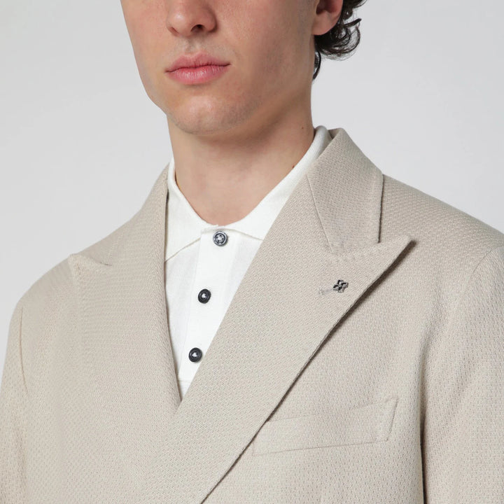 Tagliatore - Beige double-breasted cotton jacket