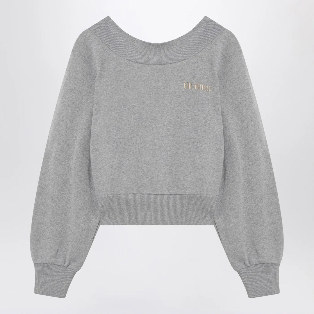The Attico - Gray mélange/beige sweatshirt with cut out