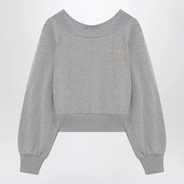 The Attico - Gray mélange/beige sweatshirt with cut out