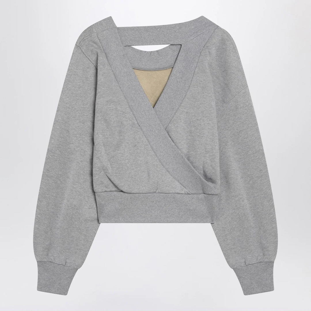 The Attico - Gray mélange/beige sweatshirt with cut out