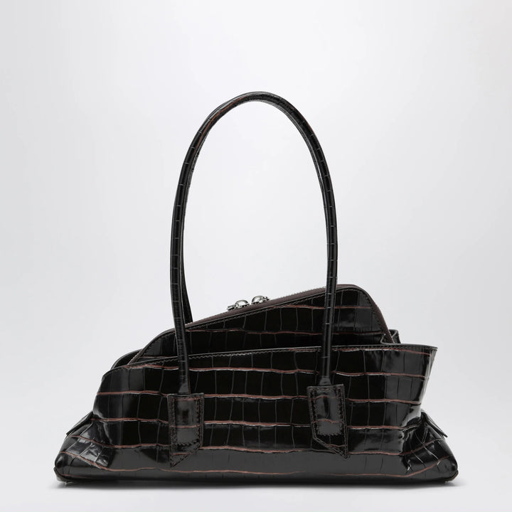 The Attico - La Passeggiata Small bag in coffee crocodile-print leather