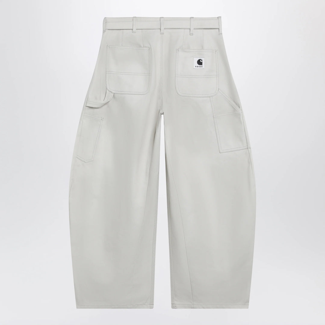 Sacai x Carhartt WIP - Ivory rounded cargo pants in cotton