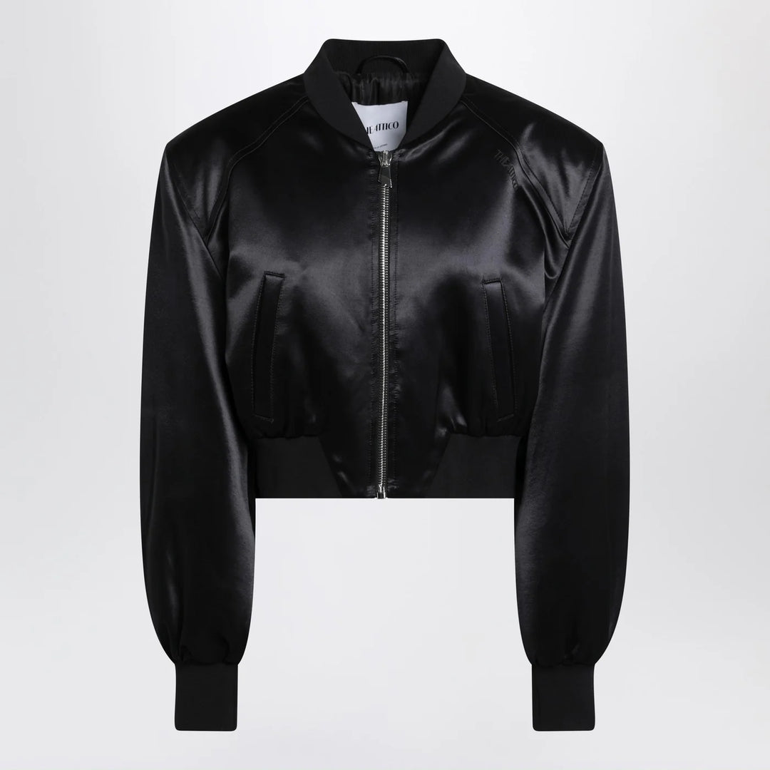The Attico - Black shiny cropped bomber