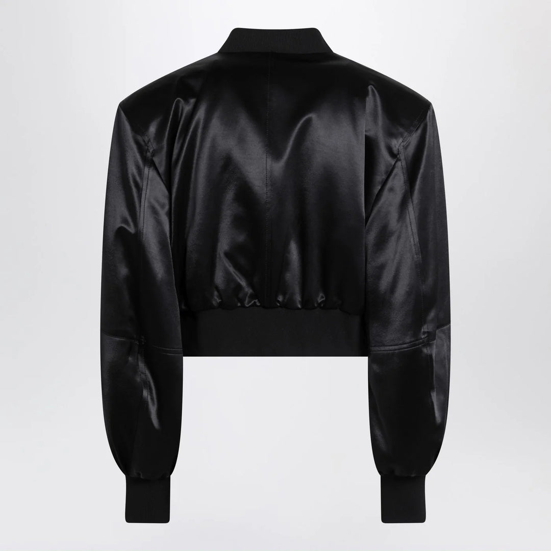 The Attico - Black shiny cropped bomber