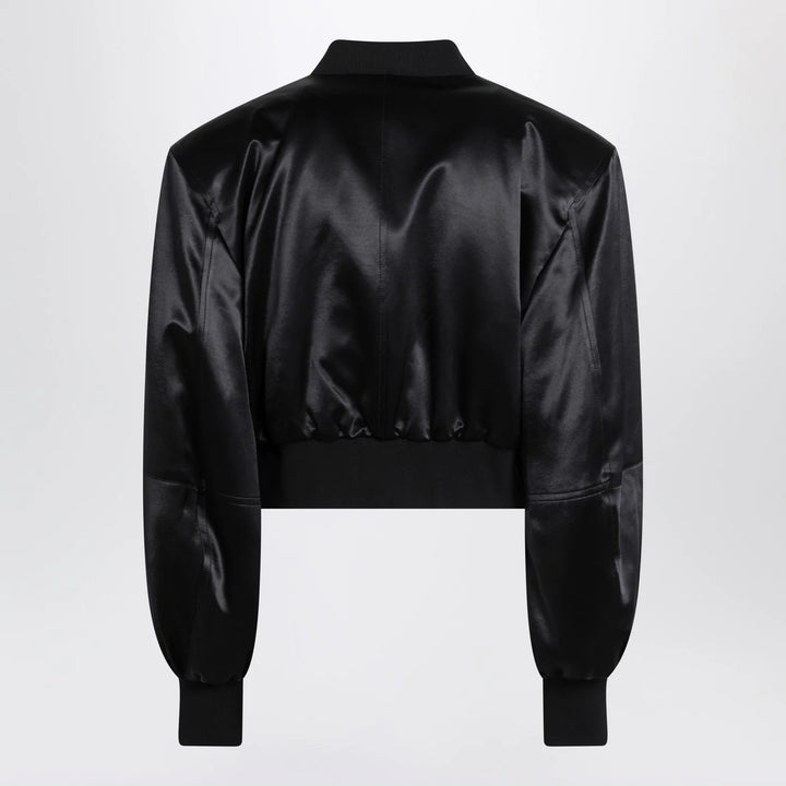 The Attico - Black shiny cropped bomber