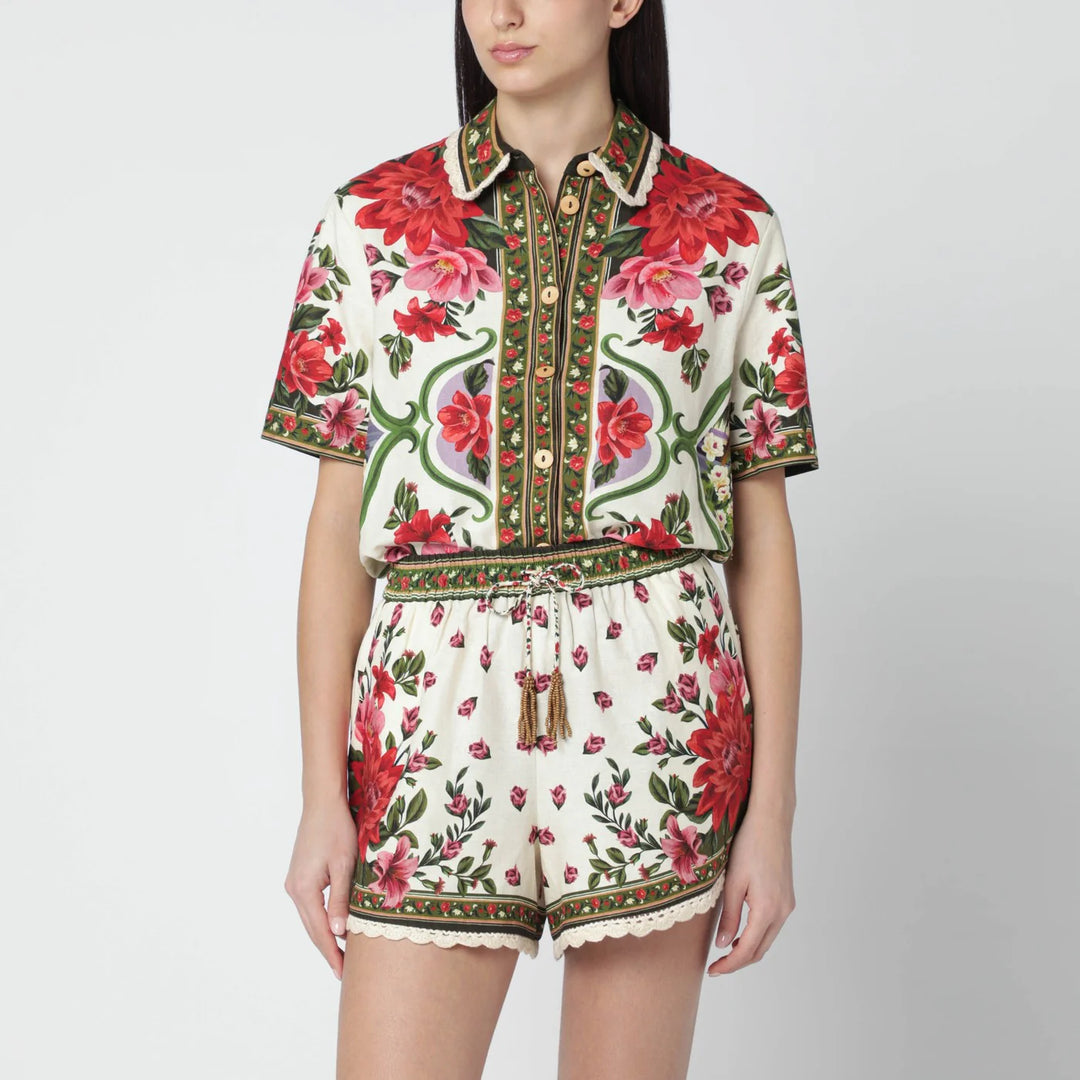 FARM Rio - Linen-blend shirt with floral print