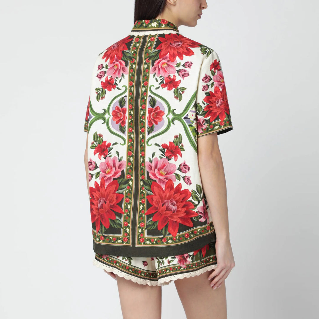 FARM Rio - Linen-blend shirt with floral print