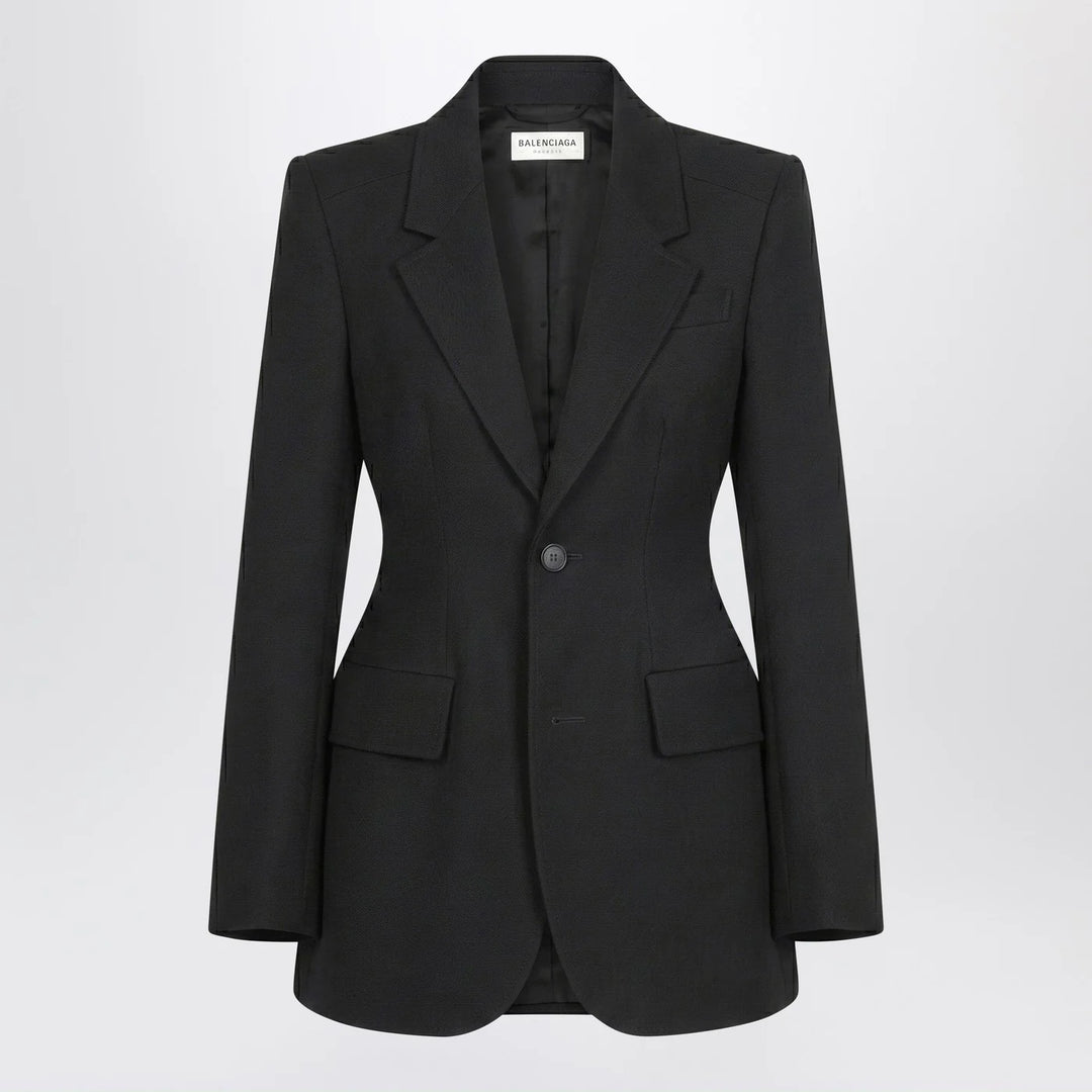 Balenciaga - Hourglass jacket in black wool twill