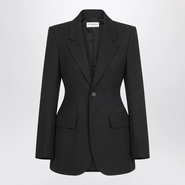 Balenciaga - Hourglass jacket in black wool twill