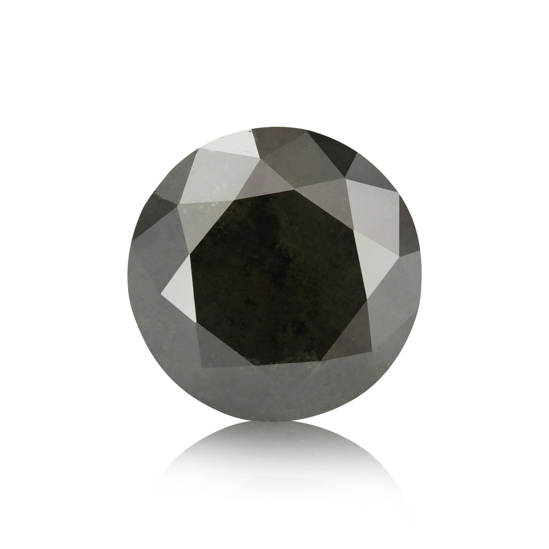 1.27 Carat Natural Black Round Diamond GIA