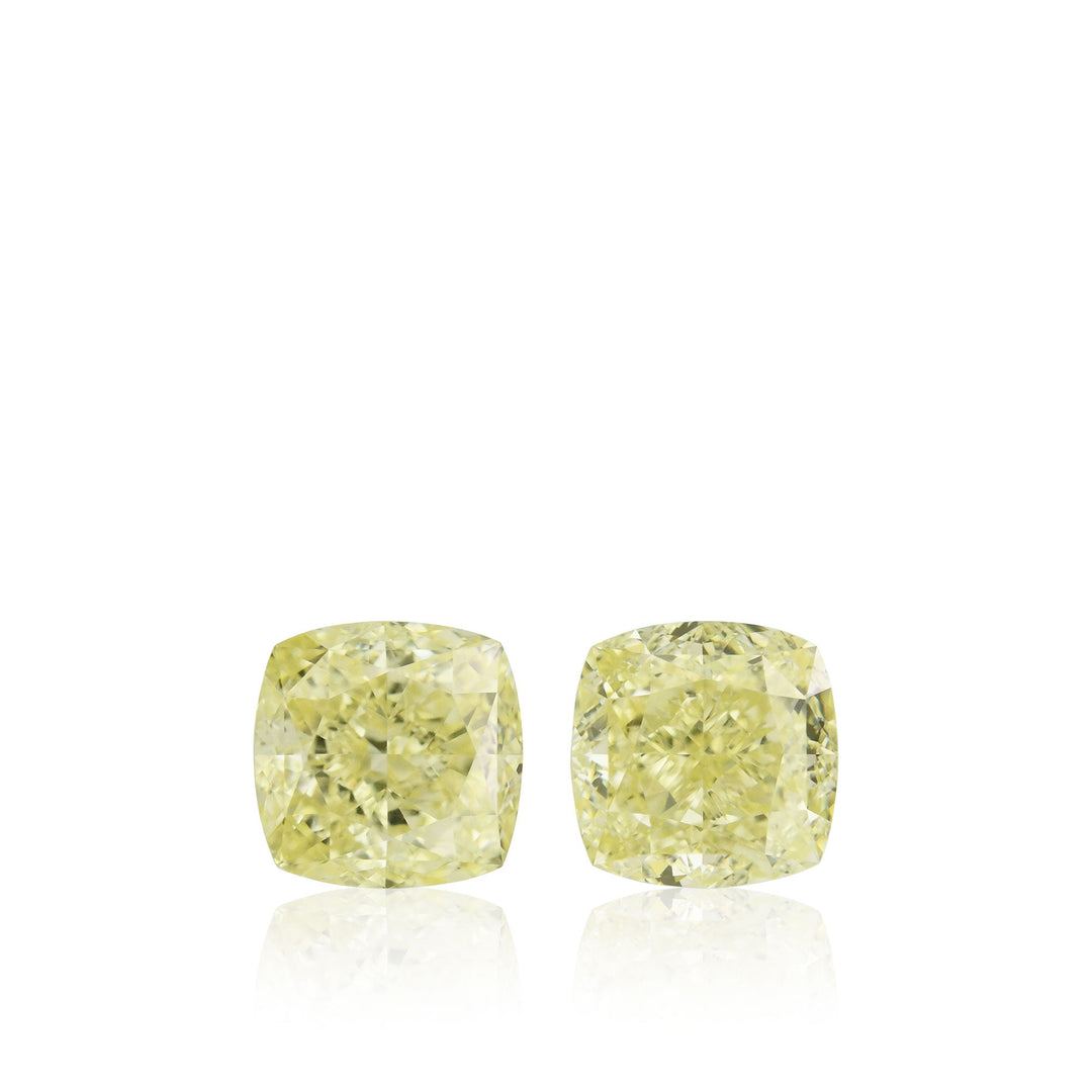 3.04 Carat Fancy Light Yellow Cushion Diamonds VS2