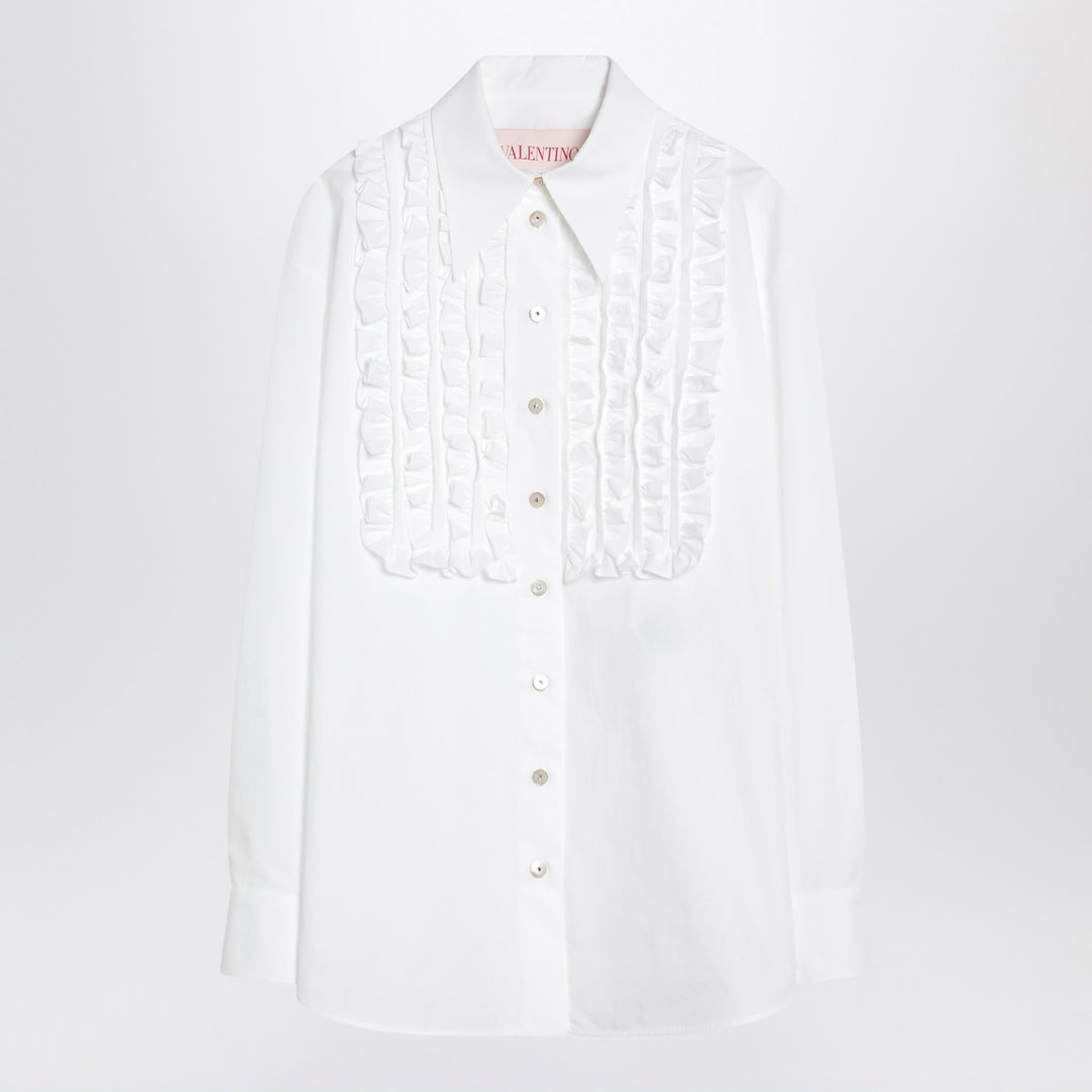 Valentino White cotton shirt with ruffles