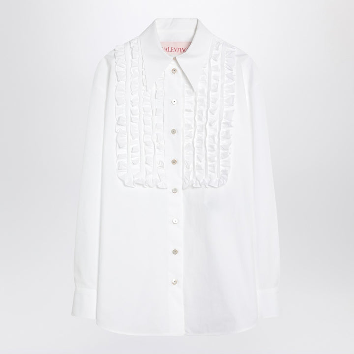 Valentino White cotton shirt with ruffles