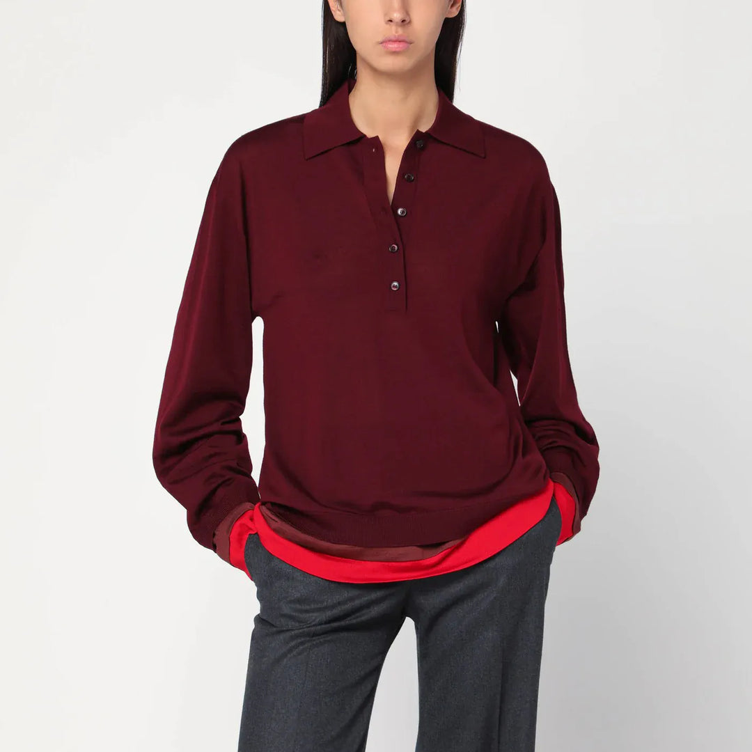 Stella McCartney - Layered Bordeaux wool polo Brand Shirts &amp; Tops M