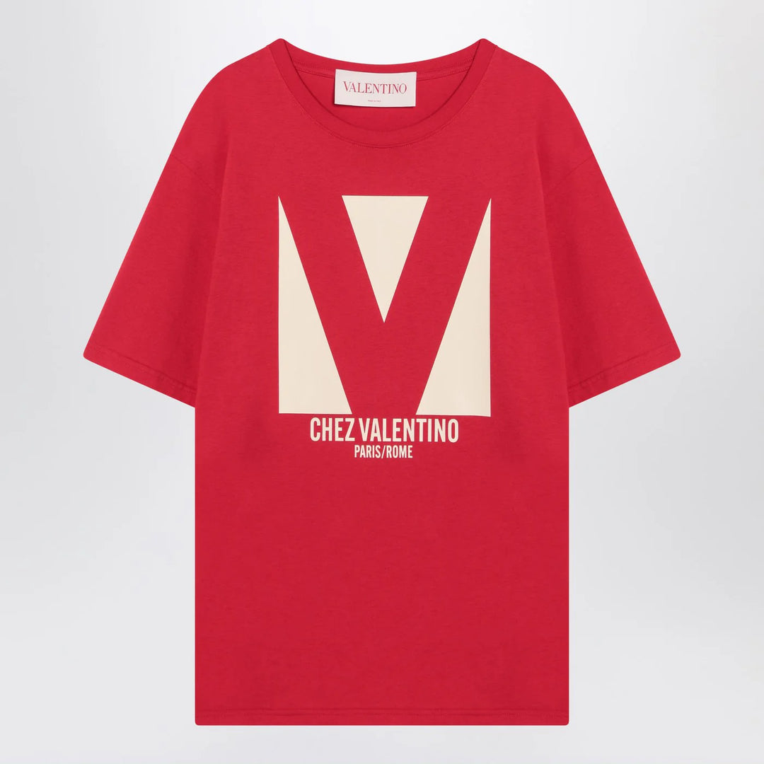 Valentino - Red T-shirt with Chez Valentino print