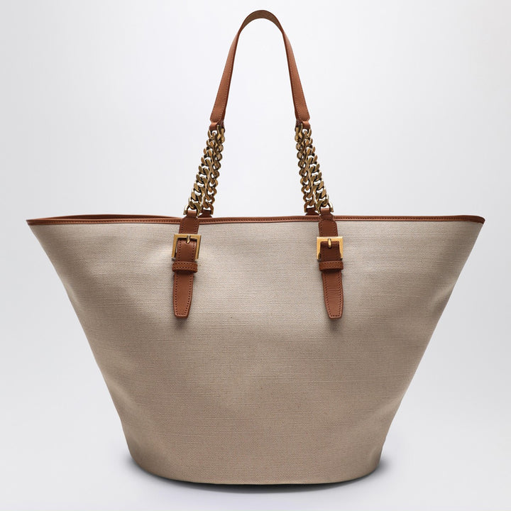 Saint Laurent Desert-coloured shoulder bag in canvas and leather