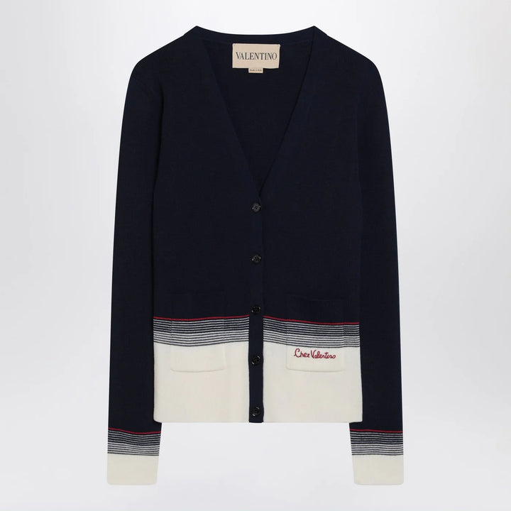 Valentino - Cardigan with Chez Valentino embroidery in wool