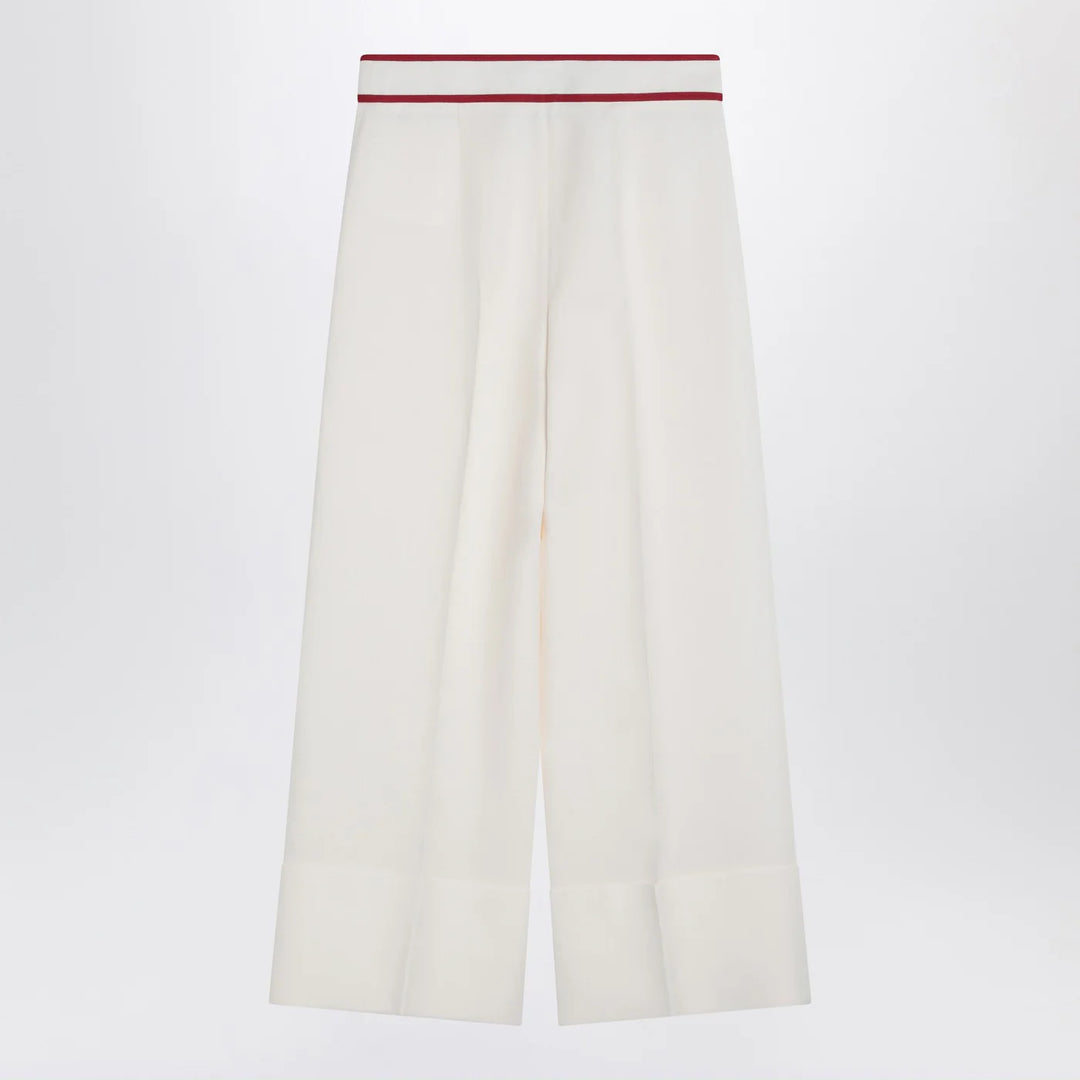Valentino - Ivory trousers with Gold V