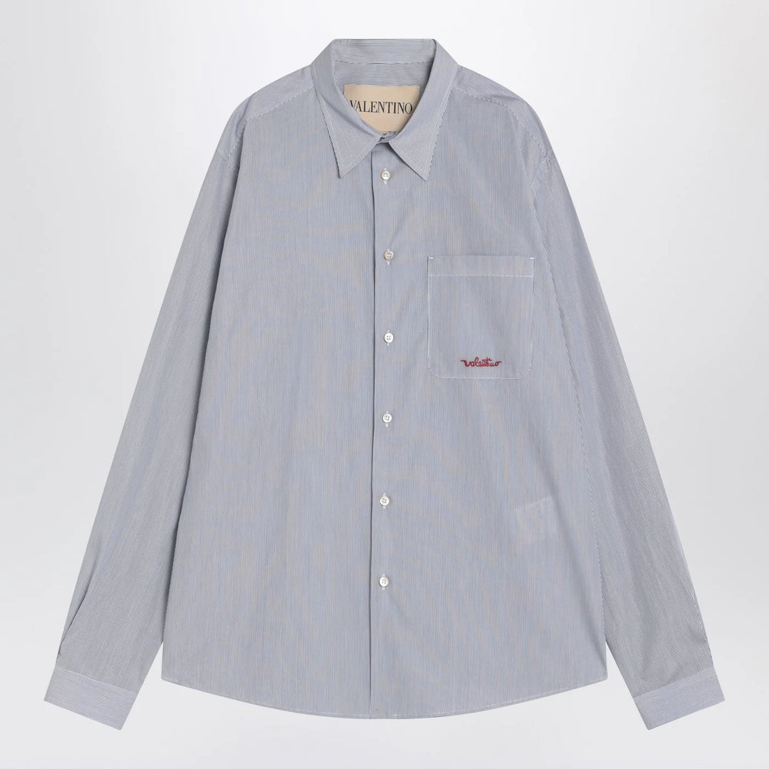 Valentino - Light blue cotton shirt with logo