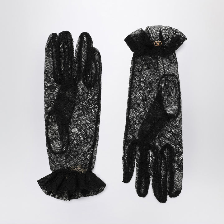 Valentino Garavani Black lace Vlogo Signature gloves