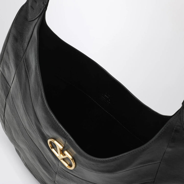 Valentino Garavani - Medium Hoboho bag in black chevron-pattern nappa