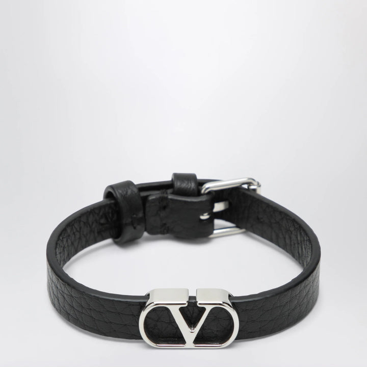 Valentino Garavani - VLogo Signature bracelet in grained calfskin leather, black